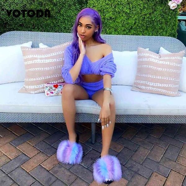

winter women fur slippers fluffy real fox slides cute ry raccoon sandals indoor flip flops ladies fashion rainbow shoes, Black