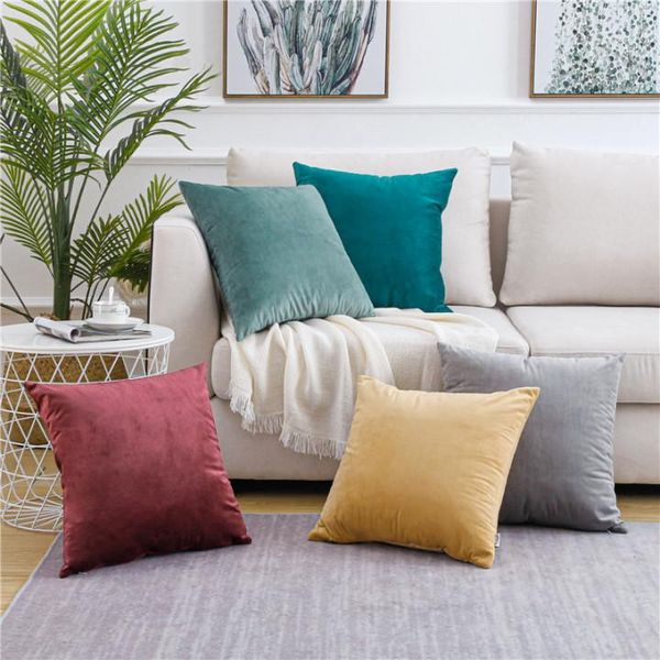 

cushion/decorative pillow super solid color velvet pillowcases soft cushion covers for sofa bed car home throw yokistg