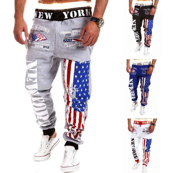 

new personalized leisure sports men's leggings printed pants, Black