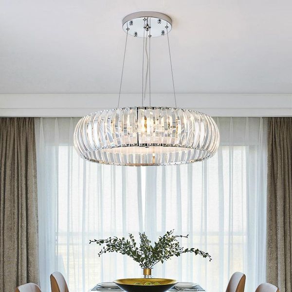 

modern lustre crystal led chandeliers lighting dining room chrome metal led pendant chandelier lights foyer hanging lamp fixture