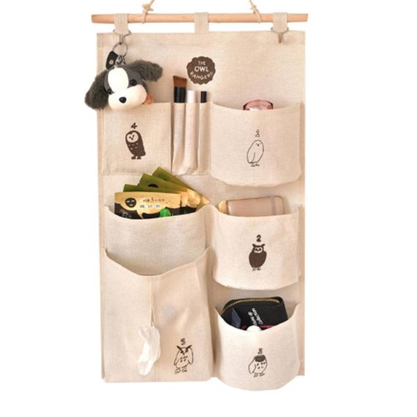 

storage bags wall door closet hanging multi-pocket family bag, cute cartoon design bag