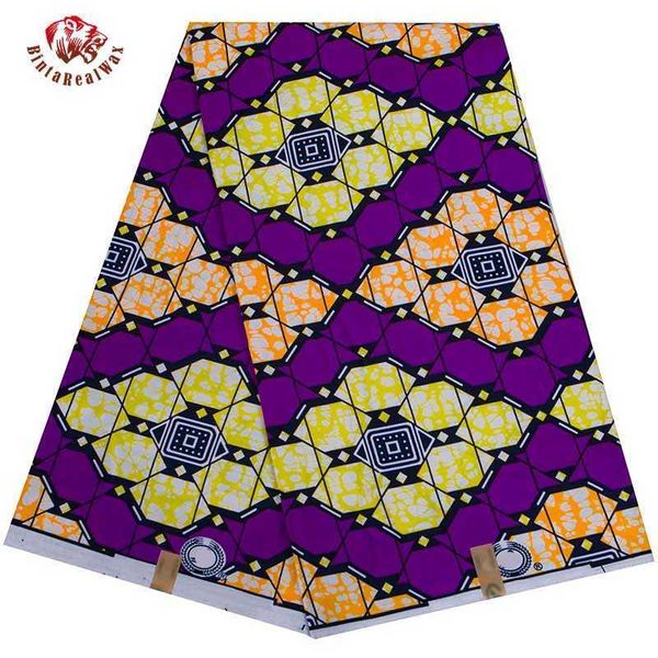 Tessuto africano viola 6 Yards/lot Panno in poliestere Ankara per abito da cucire Tessuto stampa cera reale tagliato a misura Designer FP6408 210702