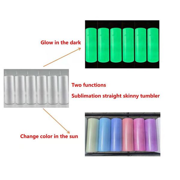 

sublimation blanks two functions straight tumbler both glow in the dark tumbler uv color changing cup stainless steel double wall with lids