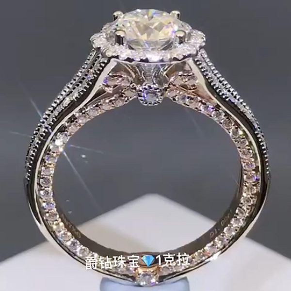 

cluster rings 10k white gold 1 2 3 4 5 round moissanite diamond ring women wedding party anniversary engagement elegant vintage, Golden;silver
