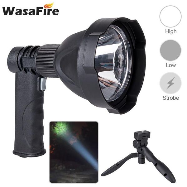 

portable l2 usb rechargeable searchlight powerful led waterproof spotlight with triangle holder camping hunting lamp