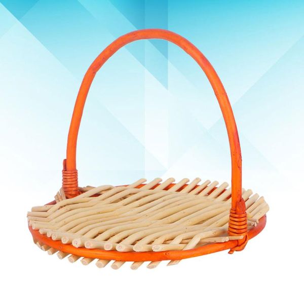 

storage baskets straw braided flat-bottom basket flat fruit vegetable tray for restaurant home (small size 20x20)