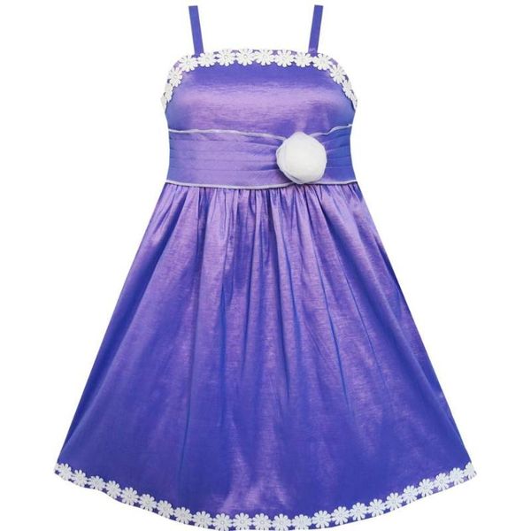 

girl's dresses girls dress purple shinning tank white flower trimmed party kids 2021 summer princess wedding clothes size 4-8, Red;yellow