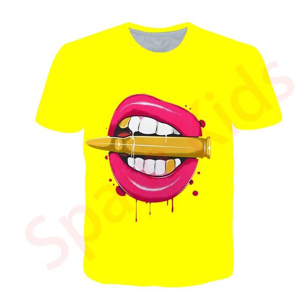 

men's t-shirts men and women o-neck short sleeved wild 3d print lip printed pattern t shirts mens summer latest european american shirt, White;black