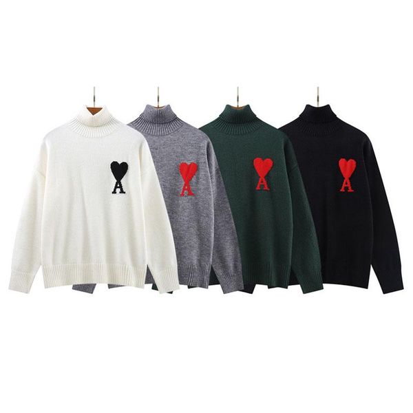 

men's sweaters 2021 autumn and winter high neck basic love sweater street men women the same loose pullover jacket, White;black