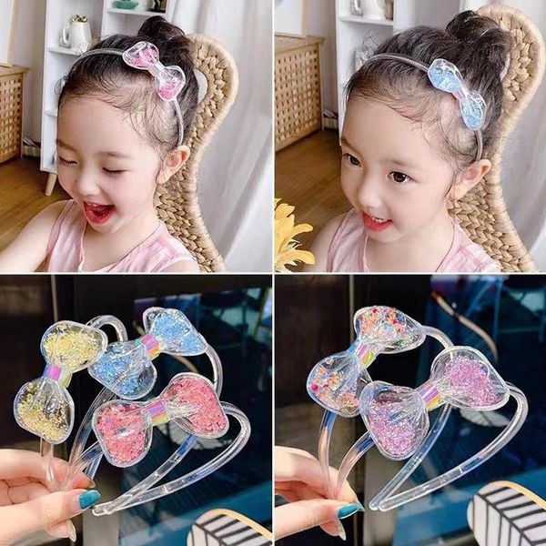 

hair accessories children cute transparent sequin hoops cartoon hoop hairbands girls lovely bow headbands kids, Slivery;white