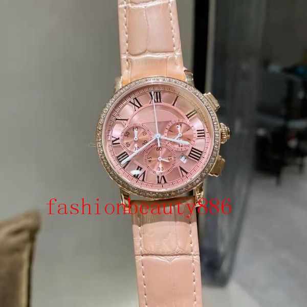 

chronograph quartz watch 36mm multi-color optional fashion and popular wristwatches by ladies, Slivery;brown