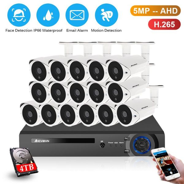 

h.265 4ch 8ch 16ch 5mp home camera security system kit outdoor ir waterproof video surveillance cctv system ahd face record