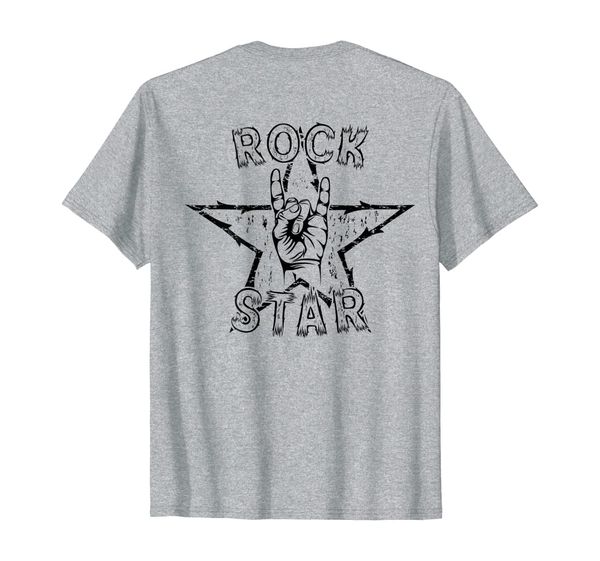 

rock t shirt star rock on sign band - hand horns -, White;black