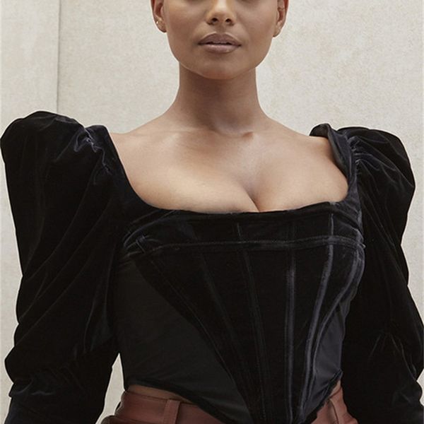 

high street elegant black ladies square collar low-back boob fold every correspondence night club 3s64, White