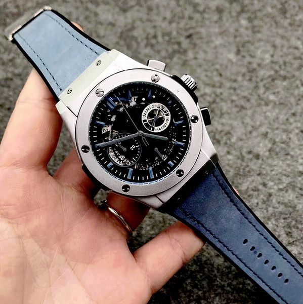 

2-7men analog watch 40mm quartz movement date calendar all dial work leather strap orologio uomo luxury montre de luxe designer watches, Slivery;brown