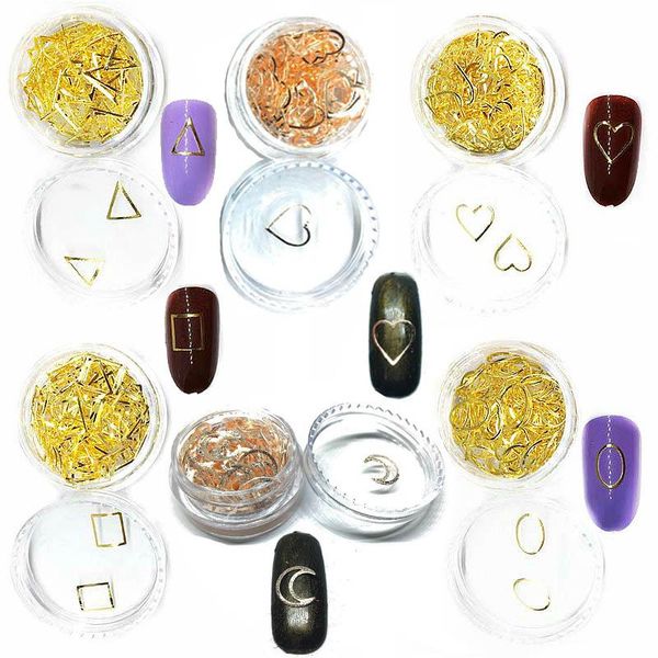 

nail art decorations 100pcs metal heart decals cute rivet 3d decoration rhinestone golden moon accessories for valentine's day 2021, Silver;gold