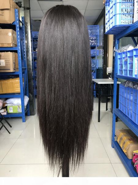 

4x4 closure wig human hair lace wig straight price virgin unprocessed hair wigs, Black