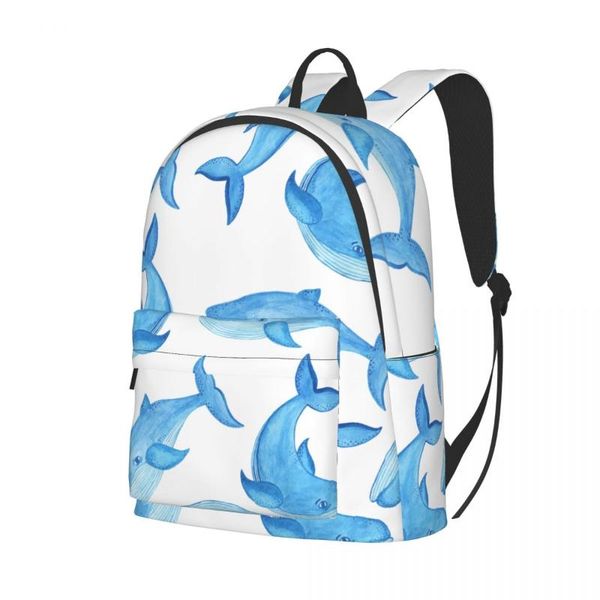 

backpack fashion blue whale cartoon style shoulder bag school bookbag for teenagers