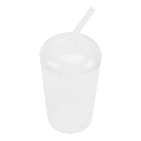 

mugs 1pc glass cup with lid lovely practical classic sippy (transparent)