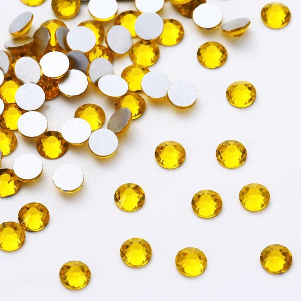 

nail art decorations ss3-ss30 lemon yellow rhinestones for nails 3d flatback glass strass non fix crystal charm glitter, Silver;gold