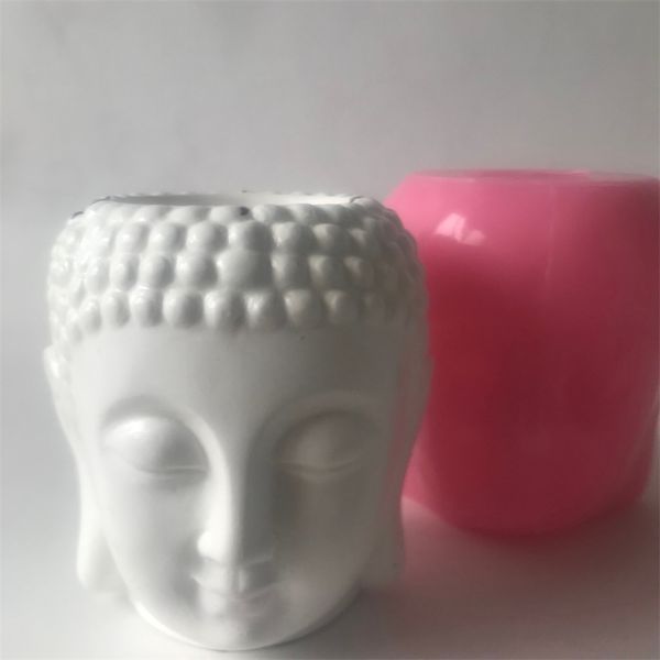 Vaso di fiori in cemento Stampo per testa di Buddha Torta al cioccolato fai da te Accessori per la cottura Strumenti Stampo in silicone per portacandele in resina di argilla 220110