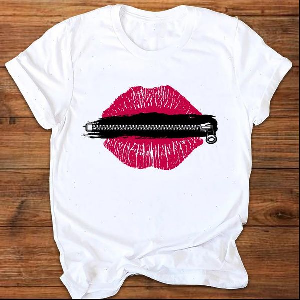

women graphic cartoon lip funny fashion short sleeve ladies printing print clothes lady tees female t shirt womens t shirt, White