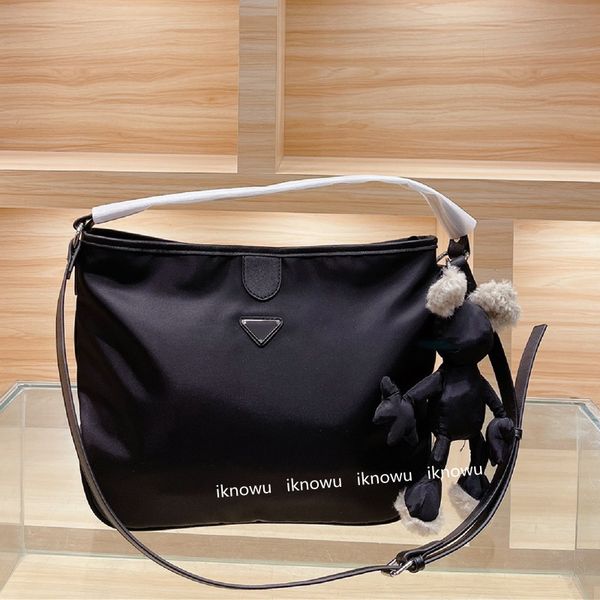 

luxury women nylon shopping bags designer totes crossbody shoulder bag fashion lady handbags purses triangle meidium size solid black high q