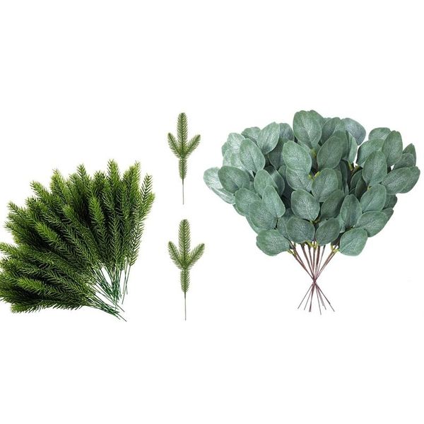 

decorative flowers & wreaths 20pcs 13.7inch artificial silk leaves greenery sprigs faux branches 50pc pine needles green plant