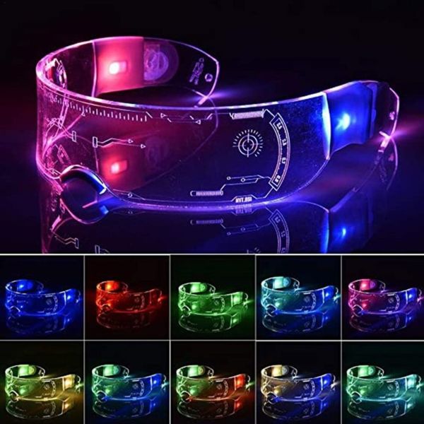 Occhiali luminosi a LED EL lampeggiante Neon Bar Light Up Rave Costume Party Decor DJ Occhiali da sole Regali di Natale Halloween