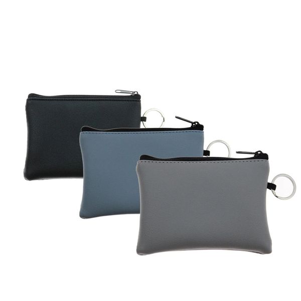 

women men mini coin pouch solid pu leather bag small zipper coin purse card holder headphone pocket key wallet with ring kids, Red;black