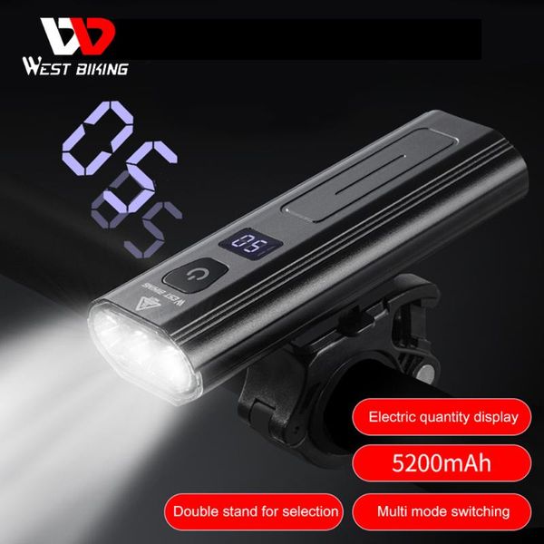 

bike lights west biking 6 modes t6 led bicycle light headlight power display usb rechargeable front cycling lamp torch for safety warning
