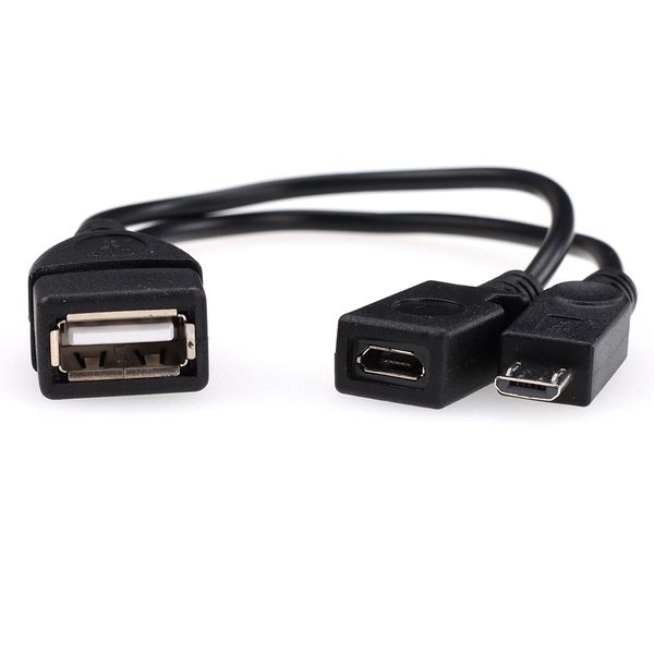 2 em 1 conector de adaptador OTG Micro USB Host Power y Splitter Cables USB a Micro 5pin Cabo feminino masculino para telefone Android