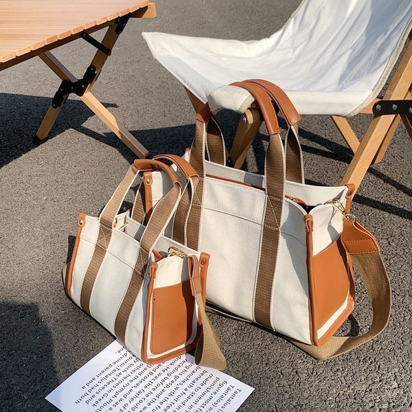 

handbags simple canvas tote bag female 2021 korean fashion portable small square bag size messenger backpack