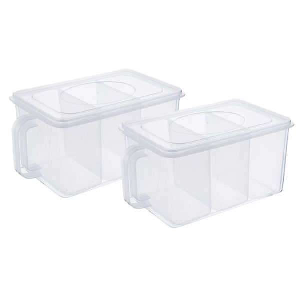 

2 pack plastic storage containers with removable bins handle storage organizer boxes with lids for fridge cabinet