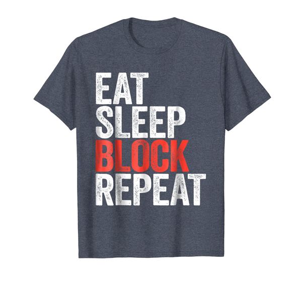 

eat sleep block repeat t-shirt offensive lineman gift shirt, White;black