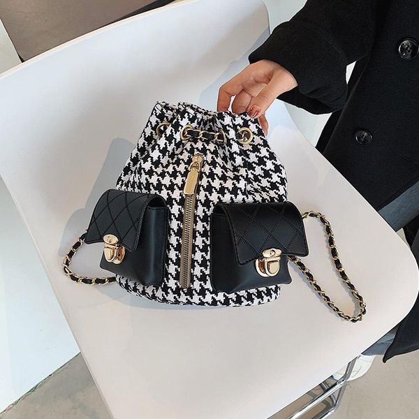 

backpack style unusual bag brand original design 2021 tide women's bucket chain
