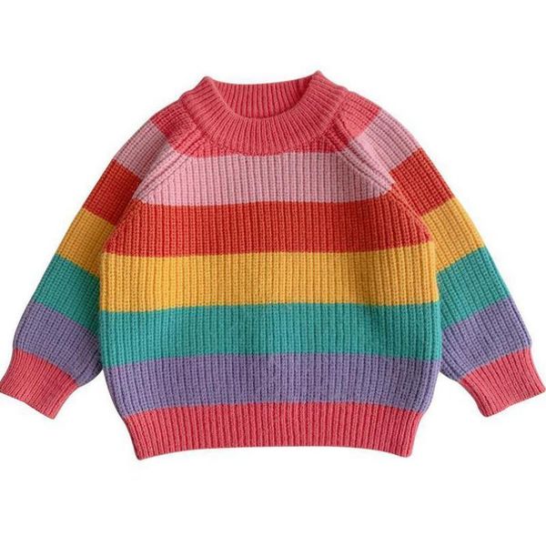 

vidmid girls' autumn and winter new children's wear children's baby rainbow sweater children's foreign style knitting p2, Blue