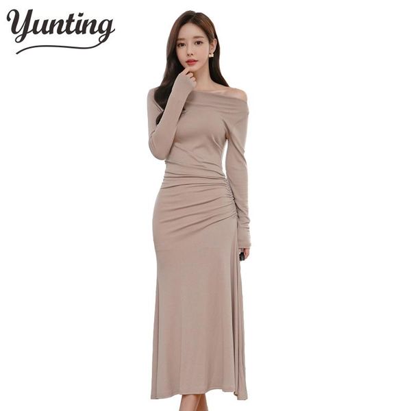 

casual dresses 2021 autumn solid color sheath bodycon pencil dress ol women korean long sleeves slim party vetidos, Black;gray