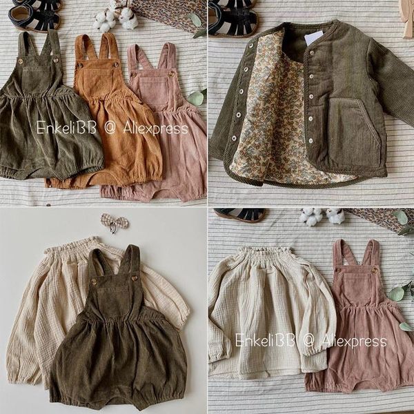 

jumpsuits enkelibb kids spring clothes corduroy made girls boy overalls 1-4y children cute lovely bloomer with strap, Blue