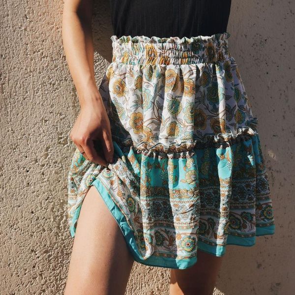 

skirts women korean casual loose mini sundress boho summer beach vacation sweet 2021 female fashion ruffles short skirt, Black