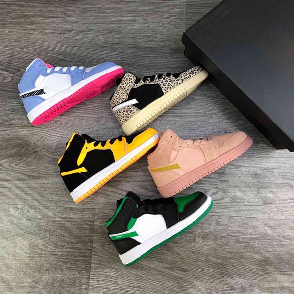 

ajs 1 mid one toddlers basketball shoe triple white playful pine green come fly with me fearless ones coral gold orange children sport shoe, Black