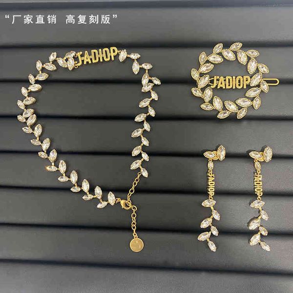 

70% off tassel long brooch luxury diamond letter necklace eye earrings, Black