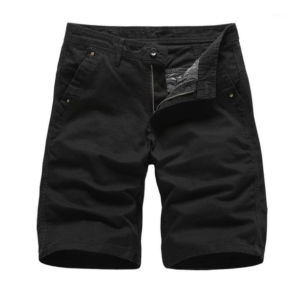 

brand mens cargo shorts black military short pants men cotton solid casual beach summer bottom men's, White;black