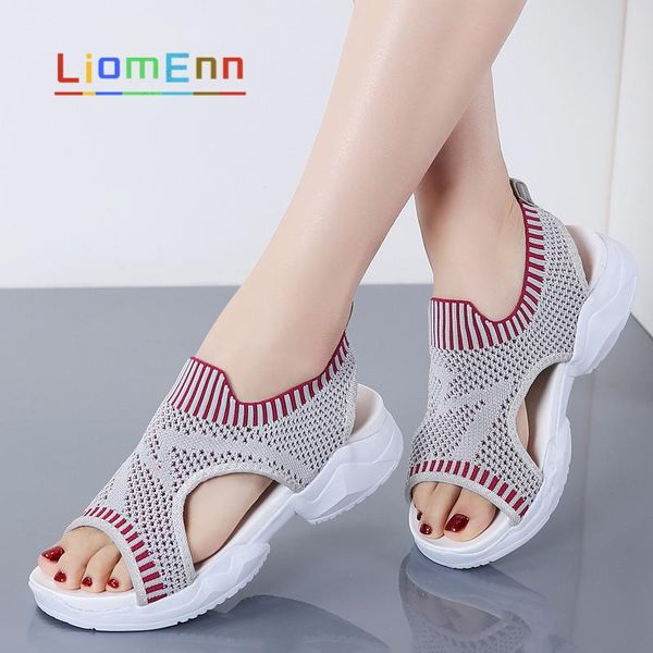

summer women sandals 2021 new female shoes woman fashion light mesh wedge comfortable sandals ladies slip-on flat women, Black