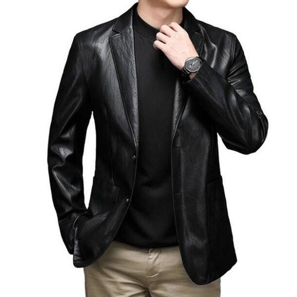 

men's suits & blazers men blazer jackets pu leather jacket business male outwear, White;black