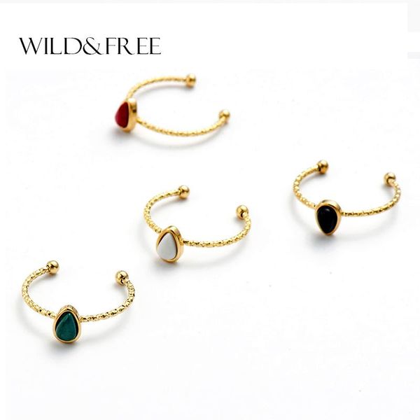 

cluster rings wild & vintage gold for women water drop natural stone twist circle bead knuckle midi finger boho jewelry gift, Golden;silver