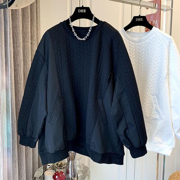 

women's hoodies & sweatshirts minority dislocation button shape two loose cotton long sleeved shirts blouse temperament autumn clothes, Black