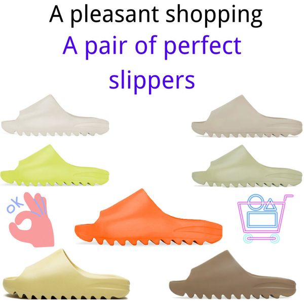 

kanye 2021 slipper pure designer bone resin sand men originals core orange tainers earth slide brown women 36-45 flip flopzly, Black