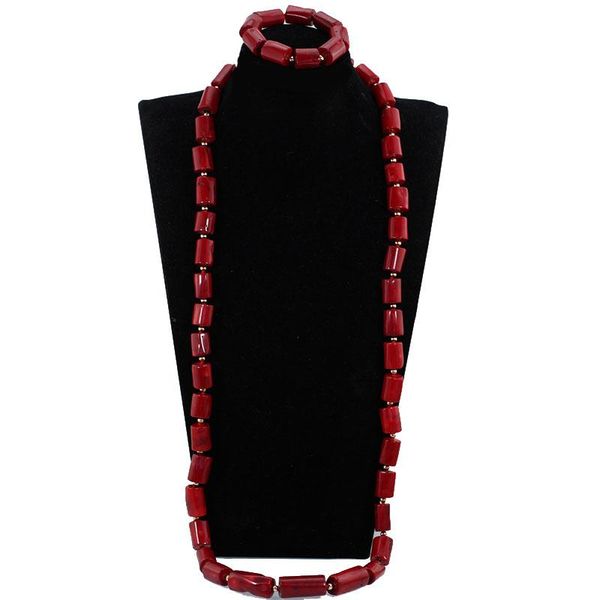 

earrings & necklace excellent quality claret coral jewelry set 40 inches big real beads bridal men cg031, Silver