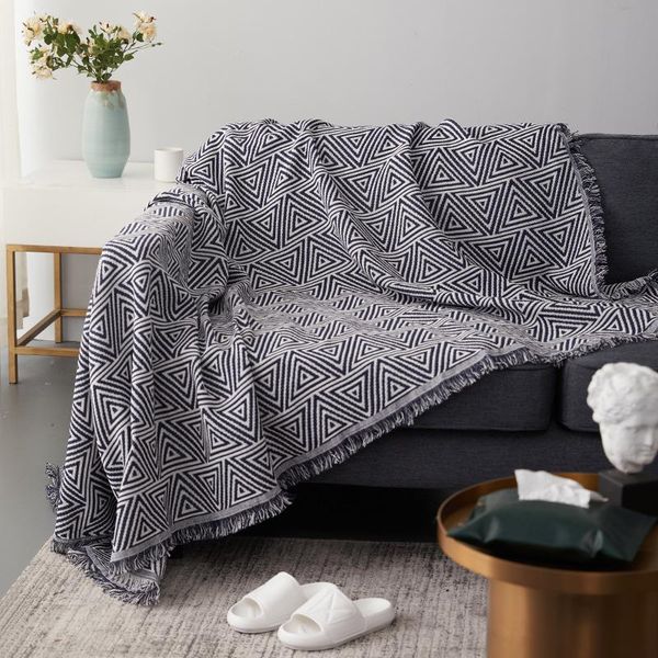 

blankets nordic wind knitted blanket multifunctional sofa cover geometric towel dust air conditioner bed